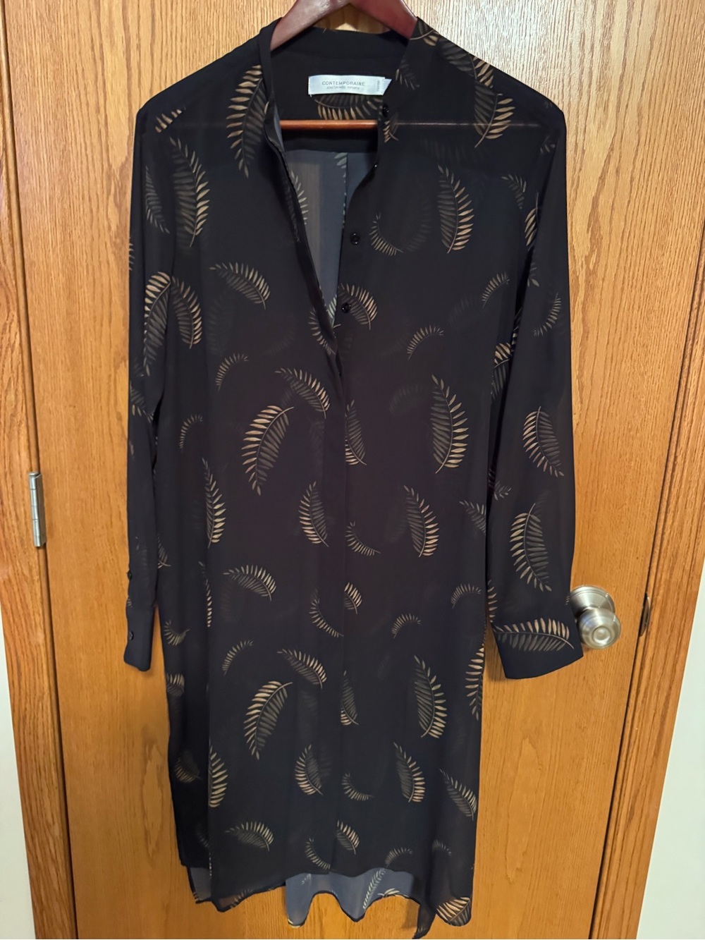NWT Lightweight Black Dress with Gold Leaf Print